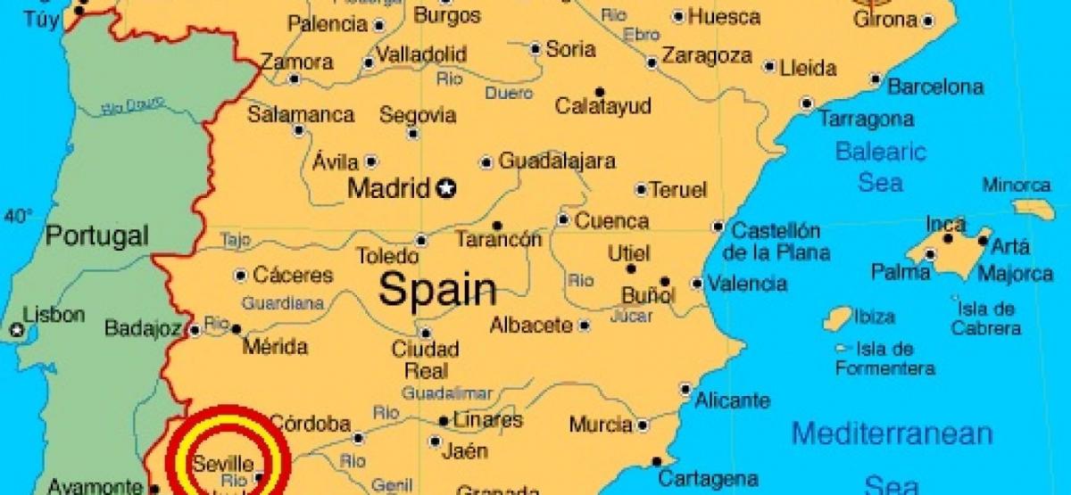המפה של ספרד מראה סביליה