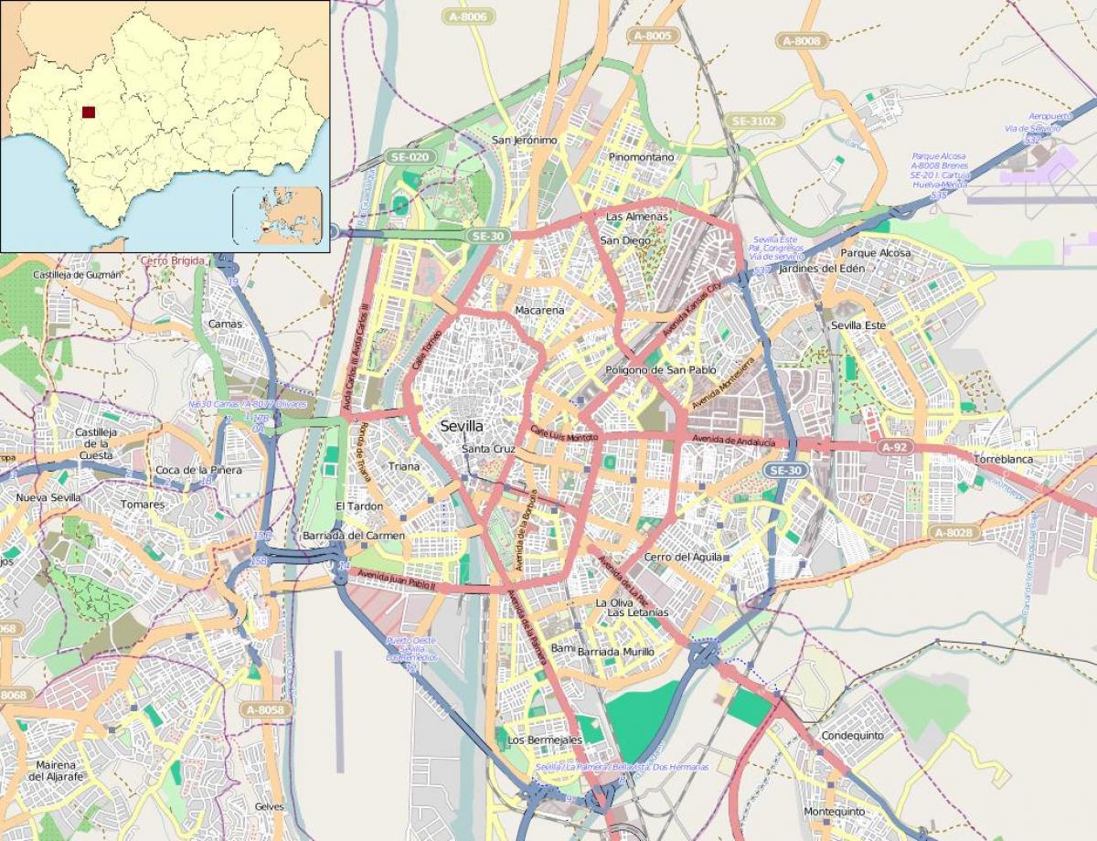 המפה של ספרד סביליה שכונות