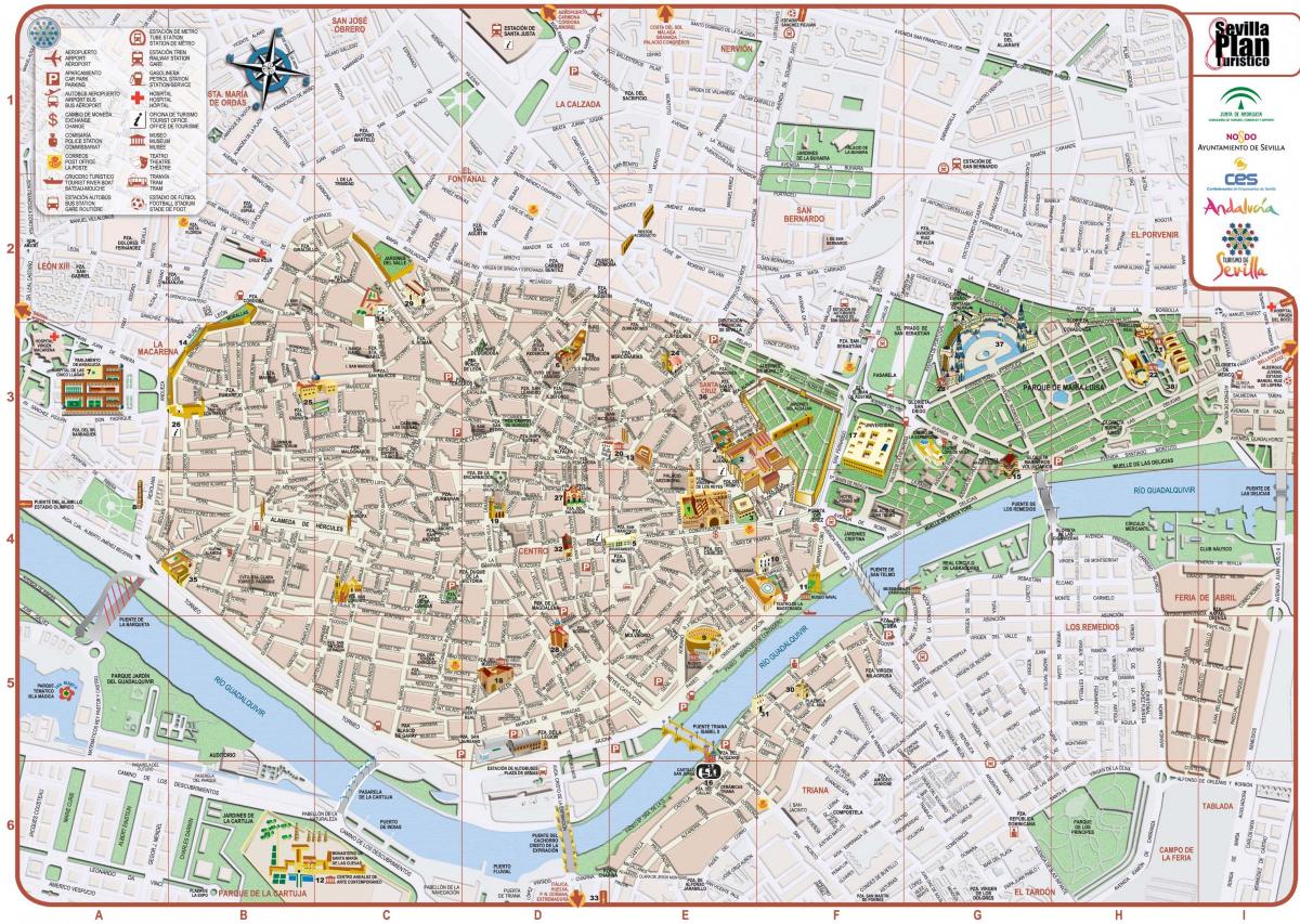 מפה של מרכז העיר סביליה 